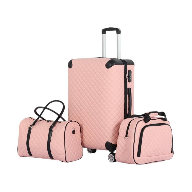 أفياتور طقم حقائب سفر فاخرة ومحصنة - 5 قطع (3 ترولي + 2 حقيبة يد) بتغطية جلدية ومقاومة للكسر - Image 4